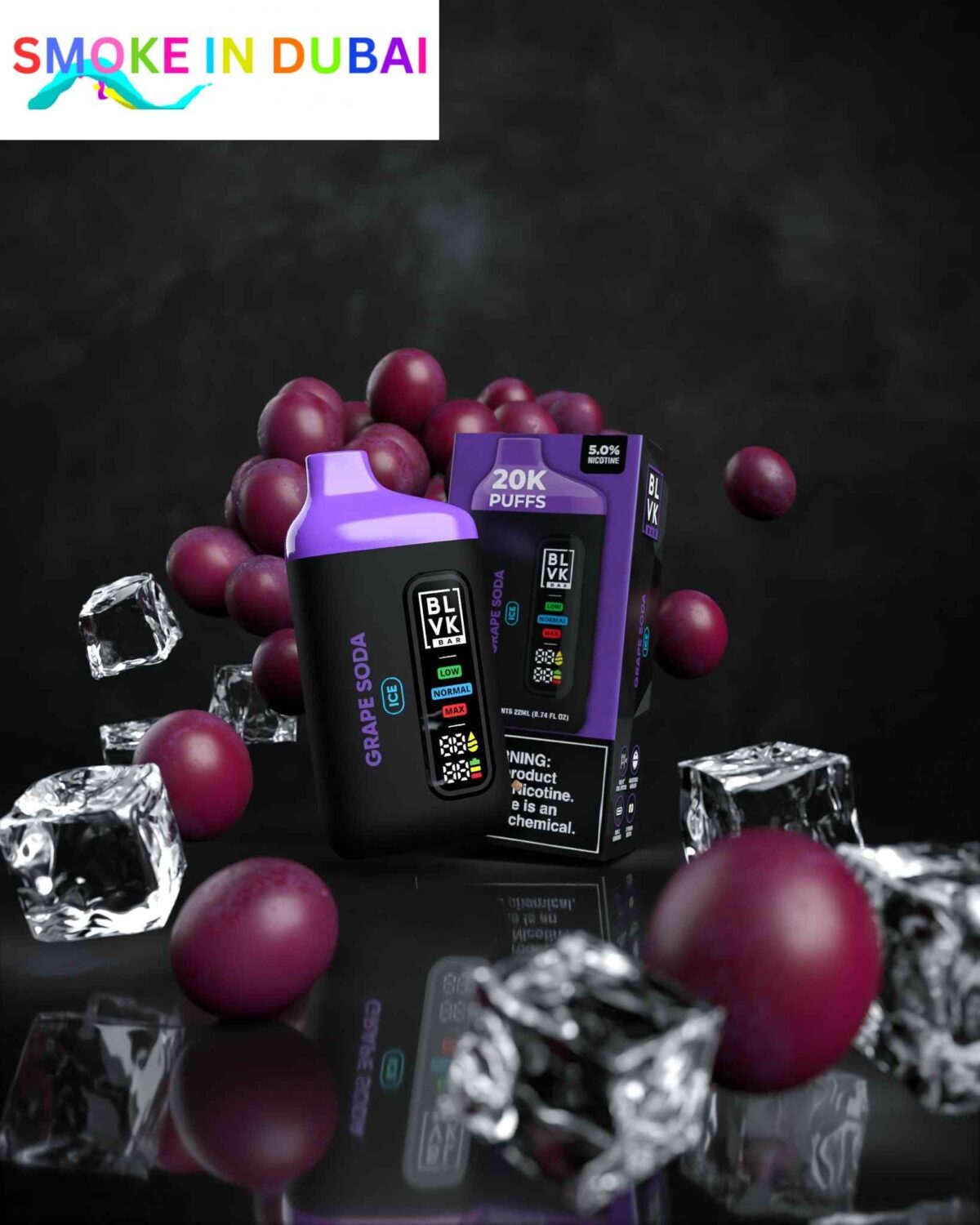 smokeindubai BLVK BAR 20000 Puffs Price in Dubai GRAPE SODA