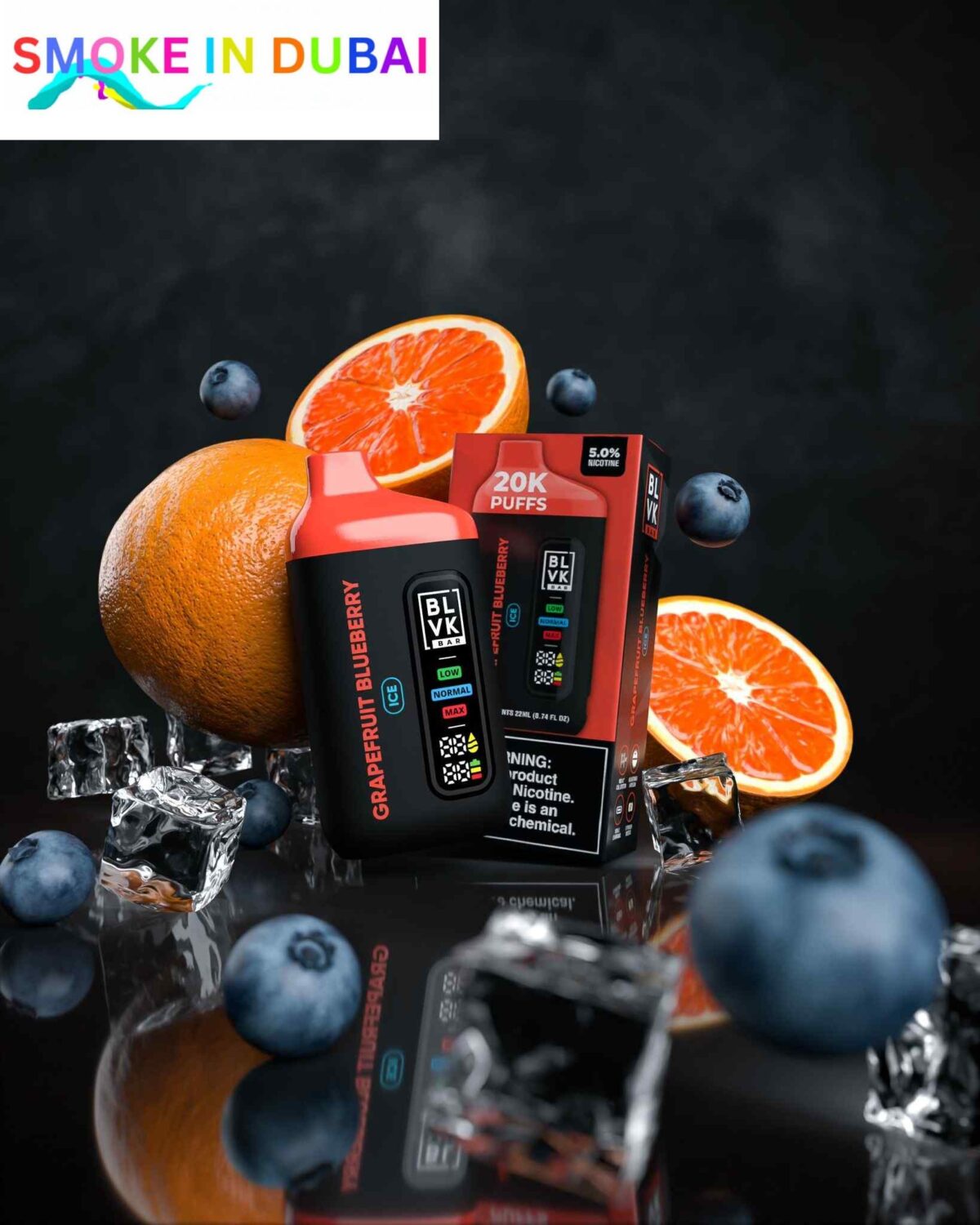 smokeindubai BLVK BAR 20000 Puffs Price in Dubai GRAPEFRUIT BLUEBERRY