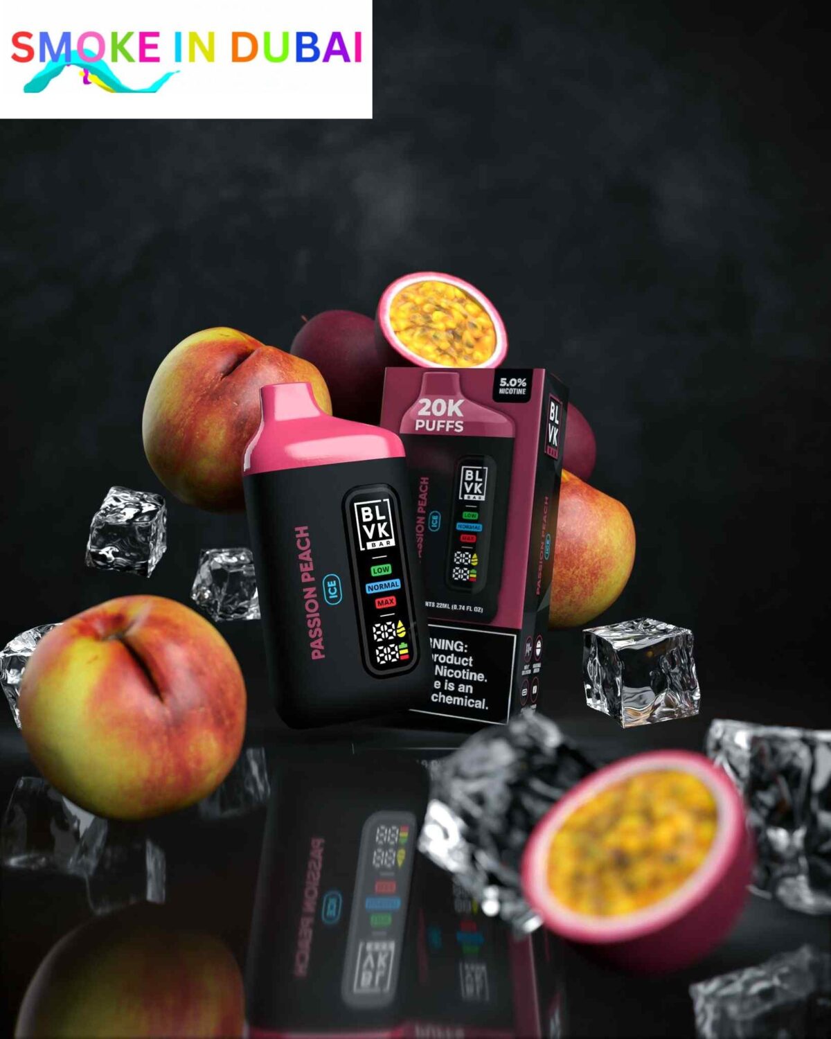 smokeindubai BLVK BAR 20000 Puffs Price in Dubai PASSION PEACH