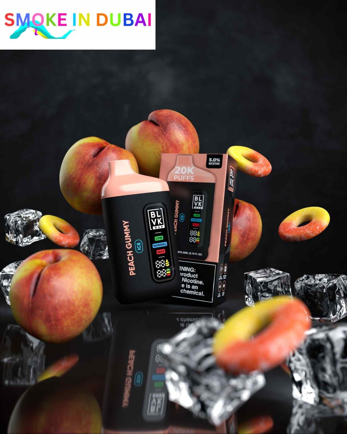 smokeindubai BLVK BAR 20000 Puffs Price in Dubai PEACH GUMMY