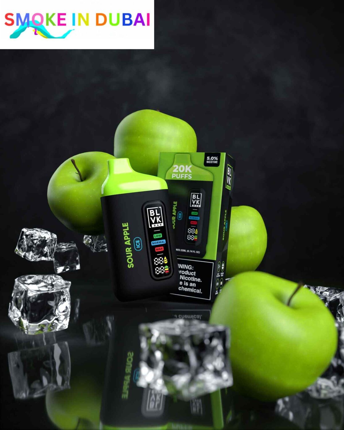 smokeindubai BLVK BAR 20000 Puffs Price in Dubai SOUR APPLE