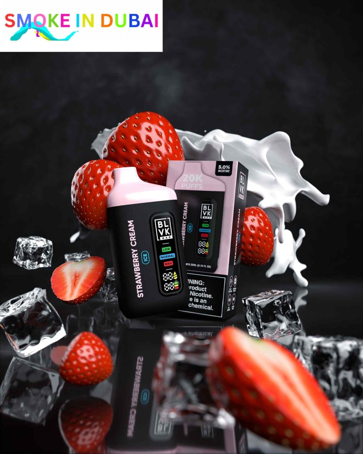 smokeindubai BLVK BAR 20000 Puffs Price in Dubai STRAWBERRY CREAM