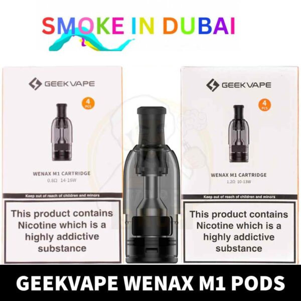 GEEKVAPE Wenax M1 Pods 0.8ohm, 1.2ohm Pod Cartridge 2ml Replacement Pod in Dubai, UAE – 4 PCS Per Pack