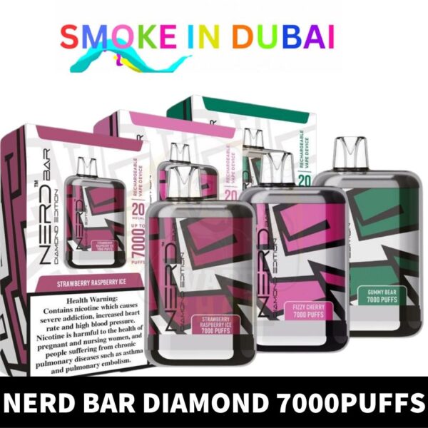 Nerd Bar Diamond 7000 puffs 2% nicotine 20MG Rechargeable Disposable Vape in Dubai, UAE
