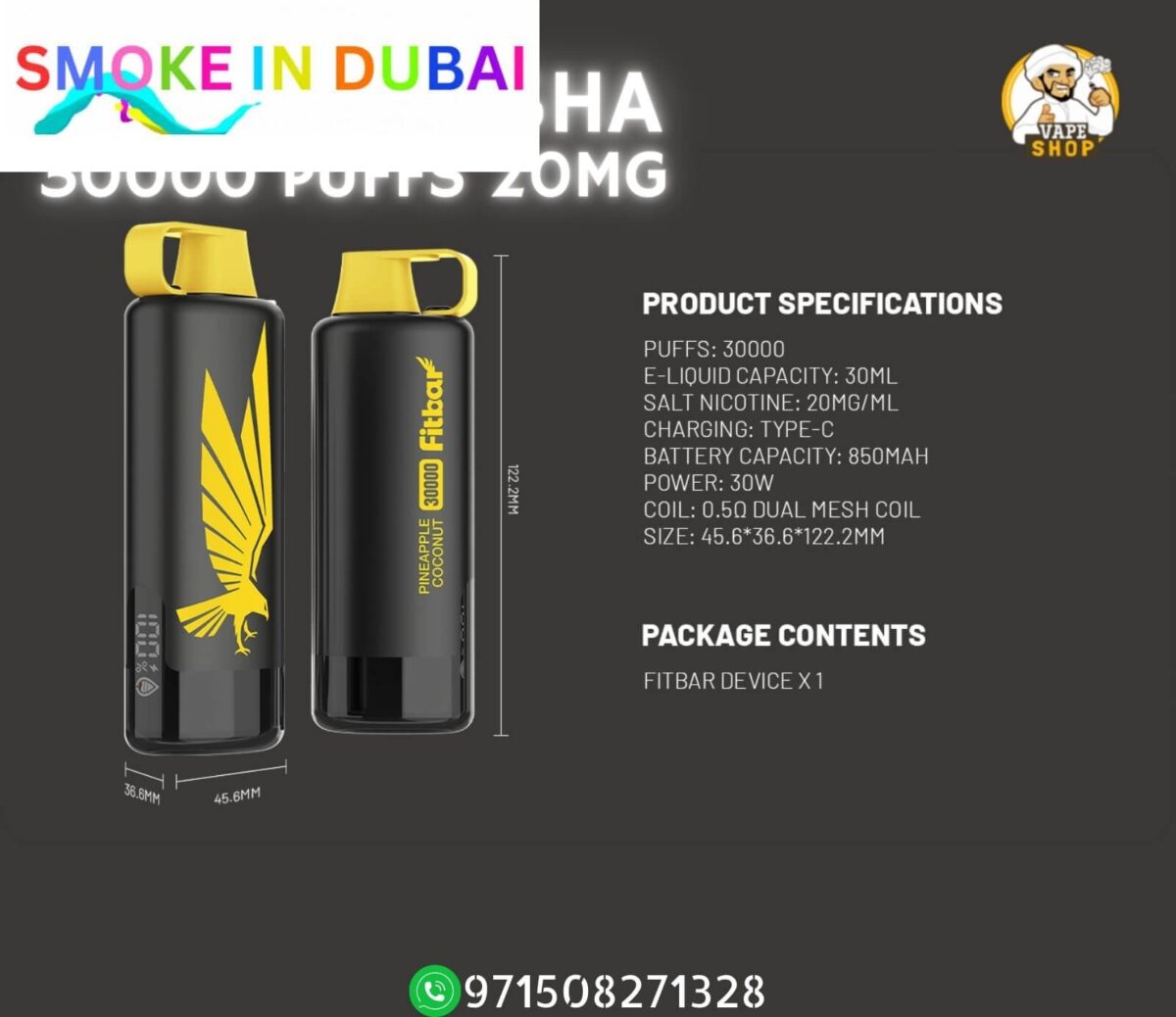 smokeindubai FITBAR Shisha 30000 Puffs Price 3