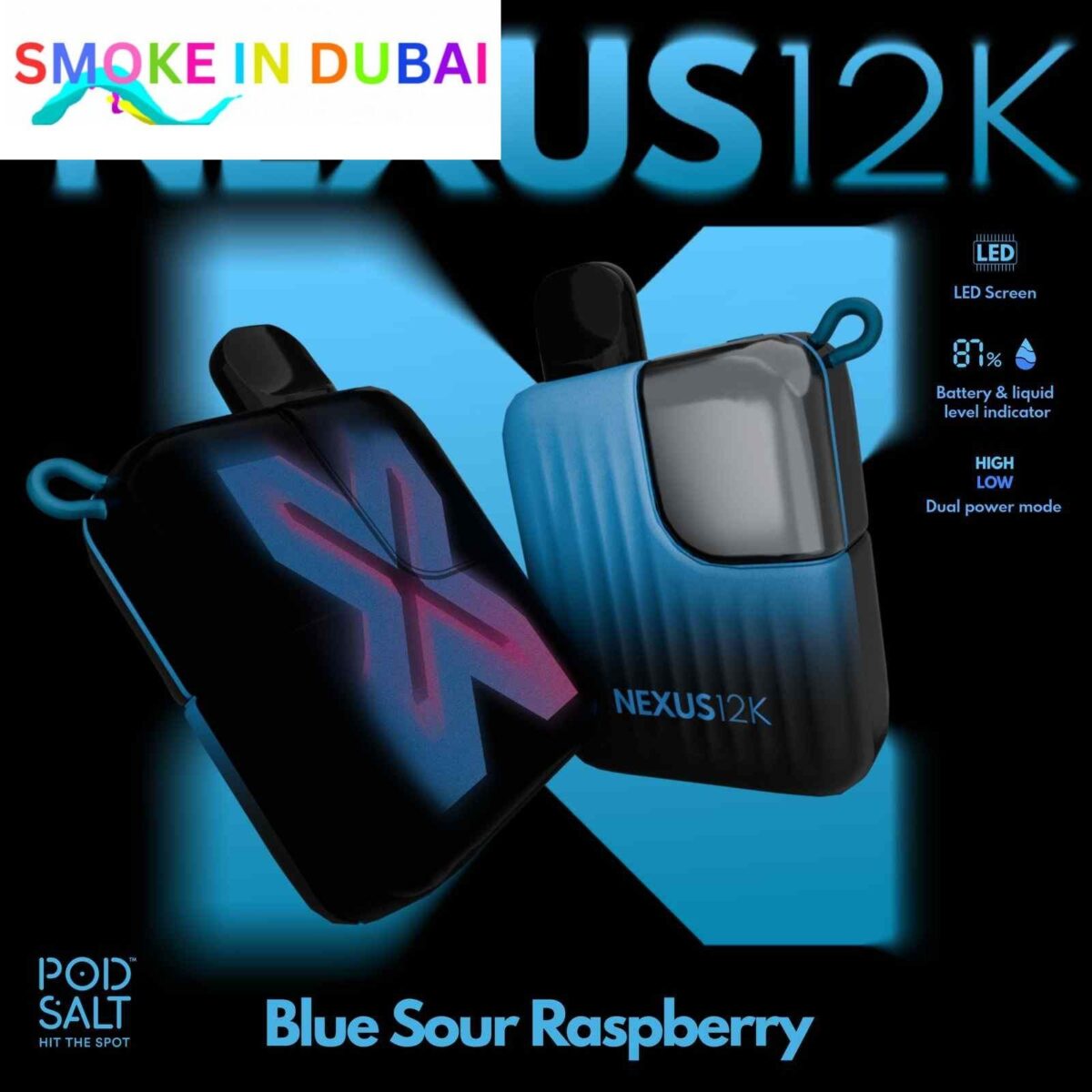 smokeindubai POD SALT Nexus 12000 Puffs Price in Dubai BLUE SOUR RASPBERRY 1