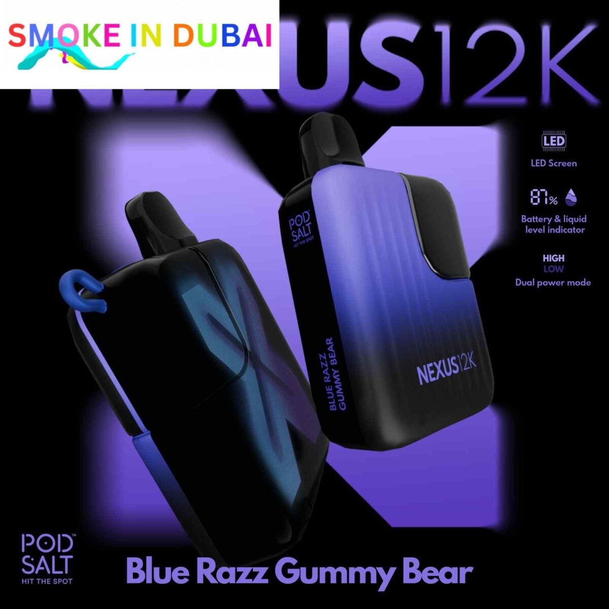 smokeindubai POD SALT Nexus 12000 Puffs Price in Dubai BULE RAZZ GUMMY BEAR 2