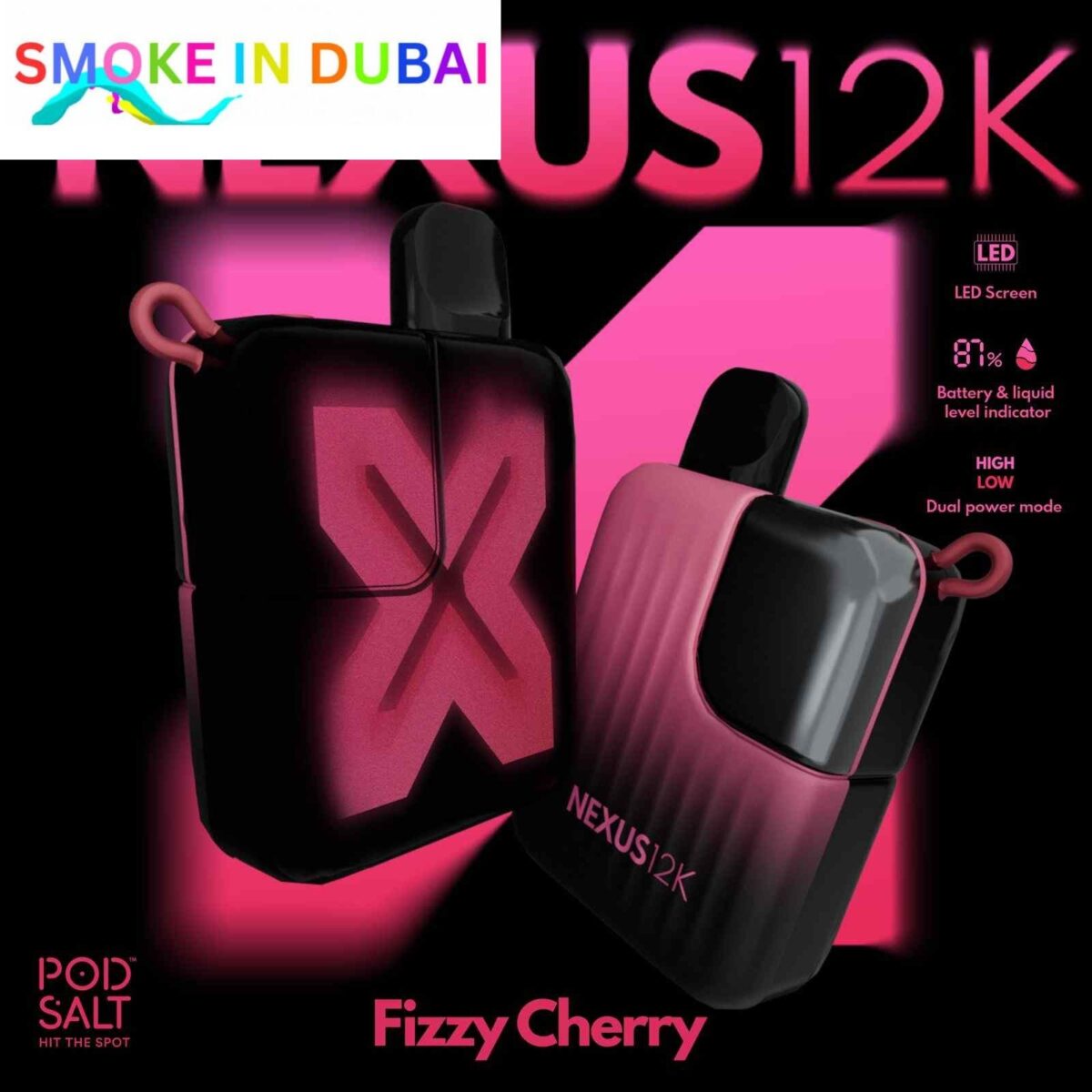smokeindubai POD SALT Nexus 12000 Puffs Price in Dubai FIZZY CHERRY 2