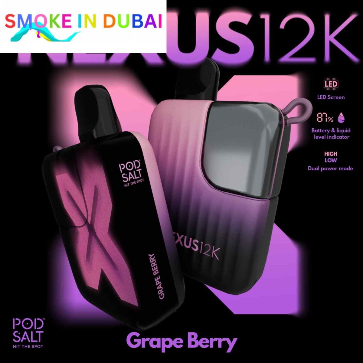 smokeindubai POD SALT Nexus 12000 Puffs Price in Dubai GRAPE BERRY 2