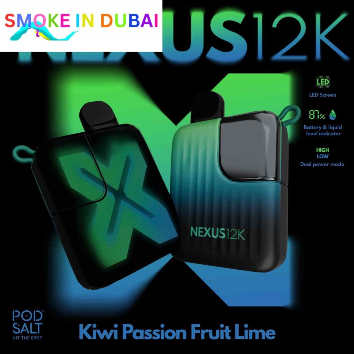 smokeindubai POD SALT Nexus 12000 Puffs Price in Dubai KIWI PASSION FRUIT LIME 2