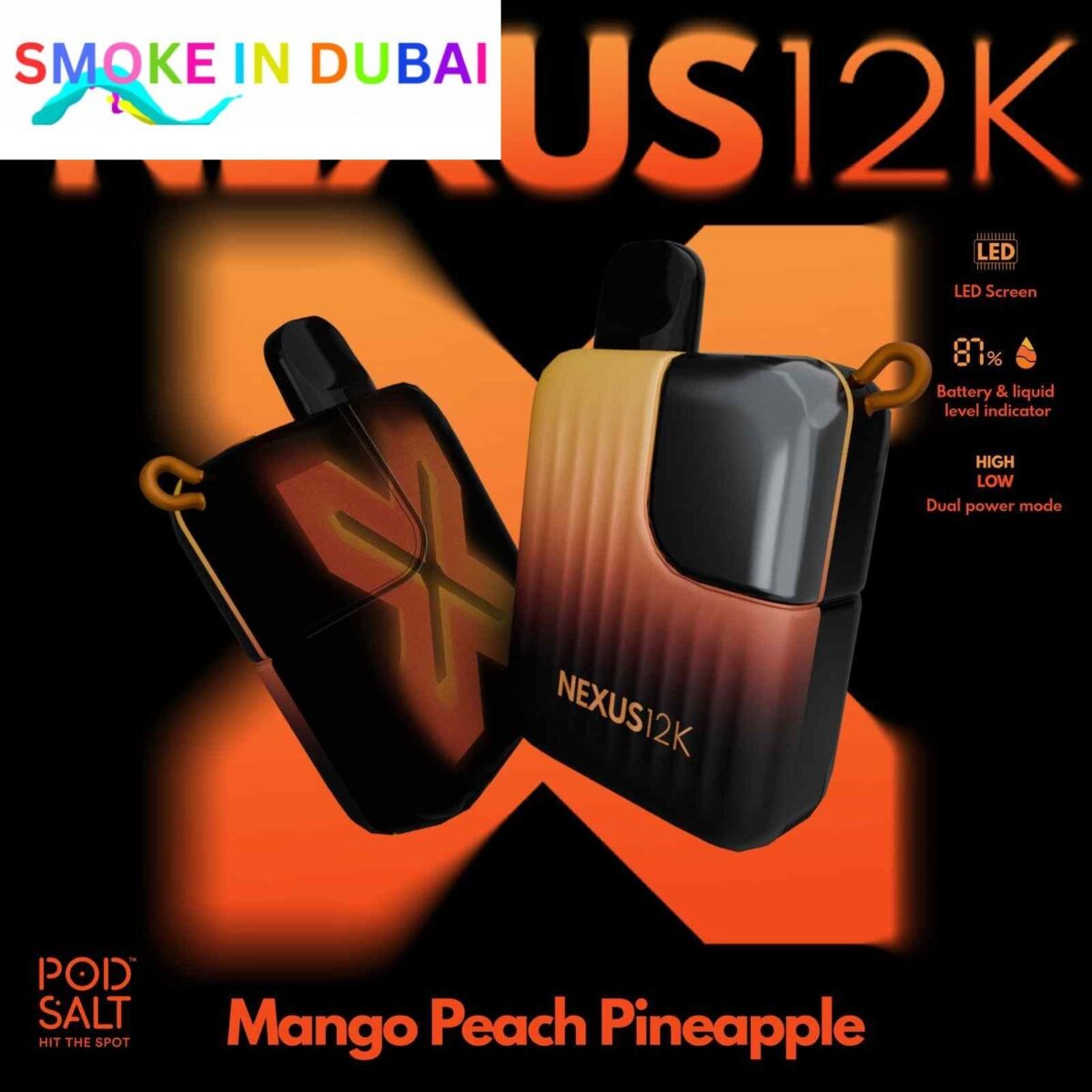 smokeindubai POD SALT Nexus 12000 Puffs Price in Dubai MANGO PEACH PINEAPPLE 2