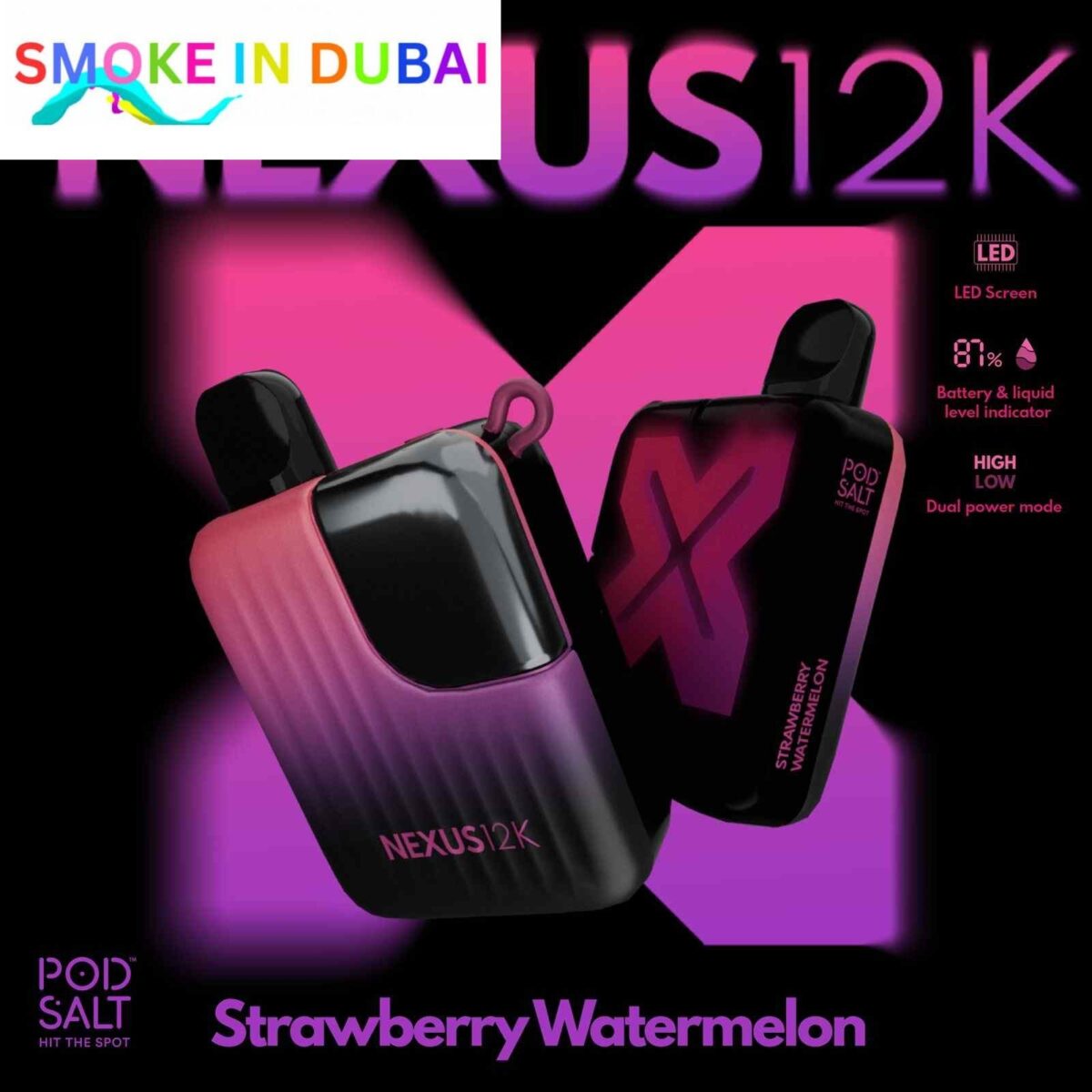 smokeindubai POD SALT Nexus 12000 Puffs Price in Dubai STRAWBERRY WATERMELON 2