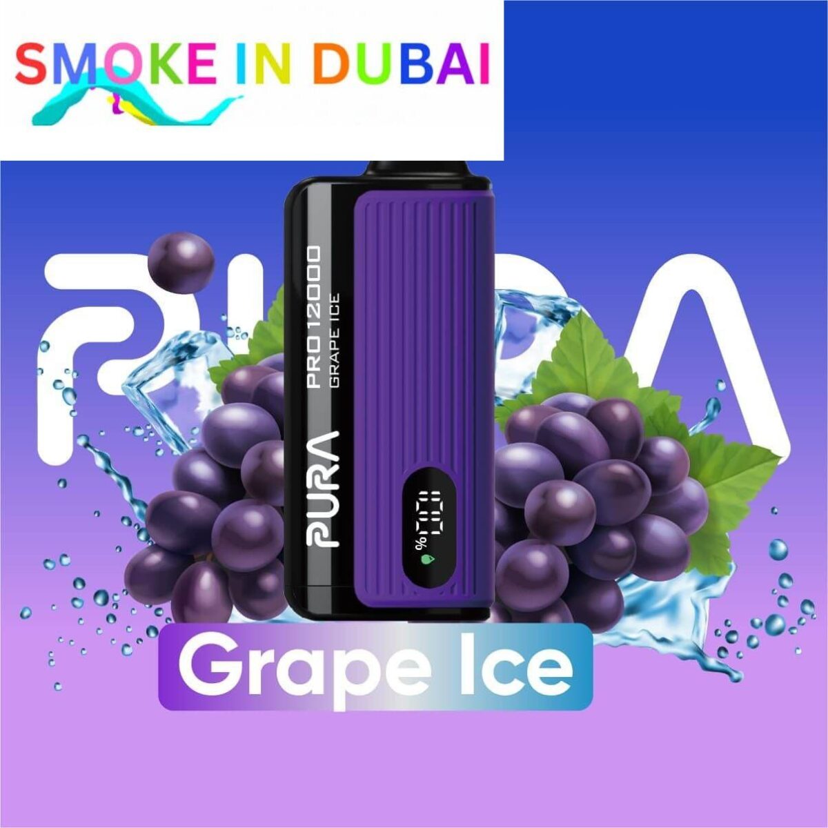 smokeindubai PURA PRO 12000 Puffs Price in Dubai Grape Ice 2