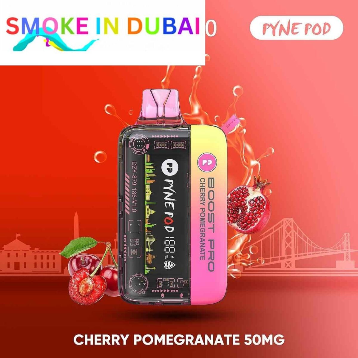 smokeindubai PYNE POD BOOST PRO 20000 Puffs Price in Dubai CHERRY POMEGRANATE 1