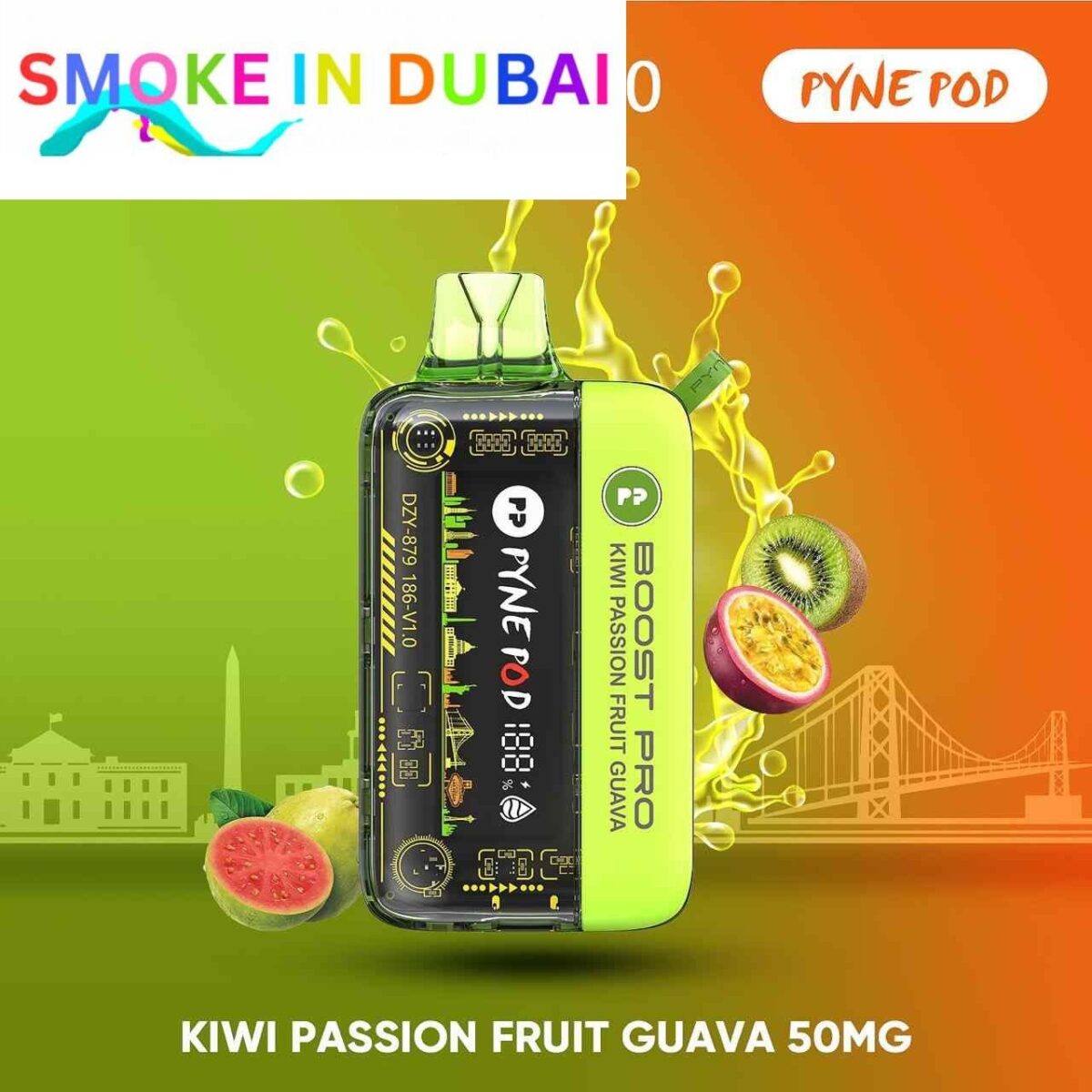 smokeindubai PYNE POD BOOST PRO 20000 Puffs Price in Dubai KIWI PASSION FRUIT GUAVA 1
