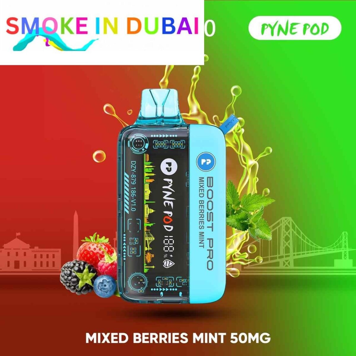 smokeindubai PYNE POD BOOST PRO 20000 Puffs Price in Dubai MIXED BERRIES MINT 1