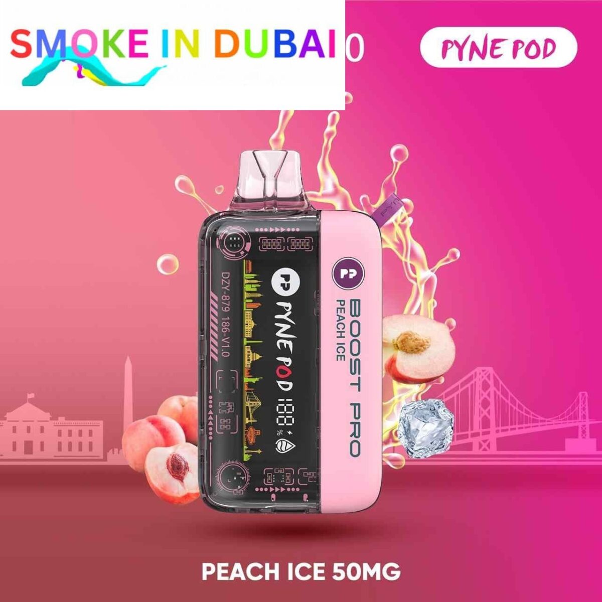 smokeindubai PYNE POD BOOST PRO 20000 Puffs Price in Dubai PEACH ICE 1