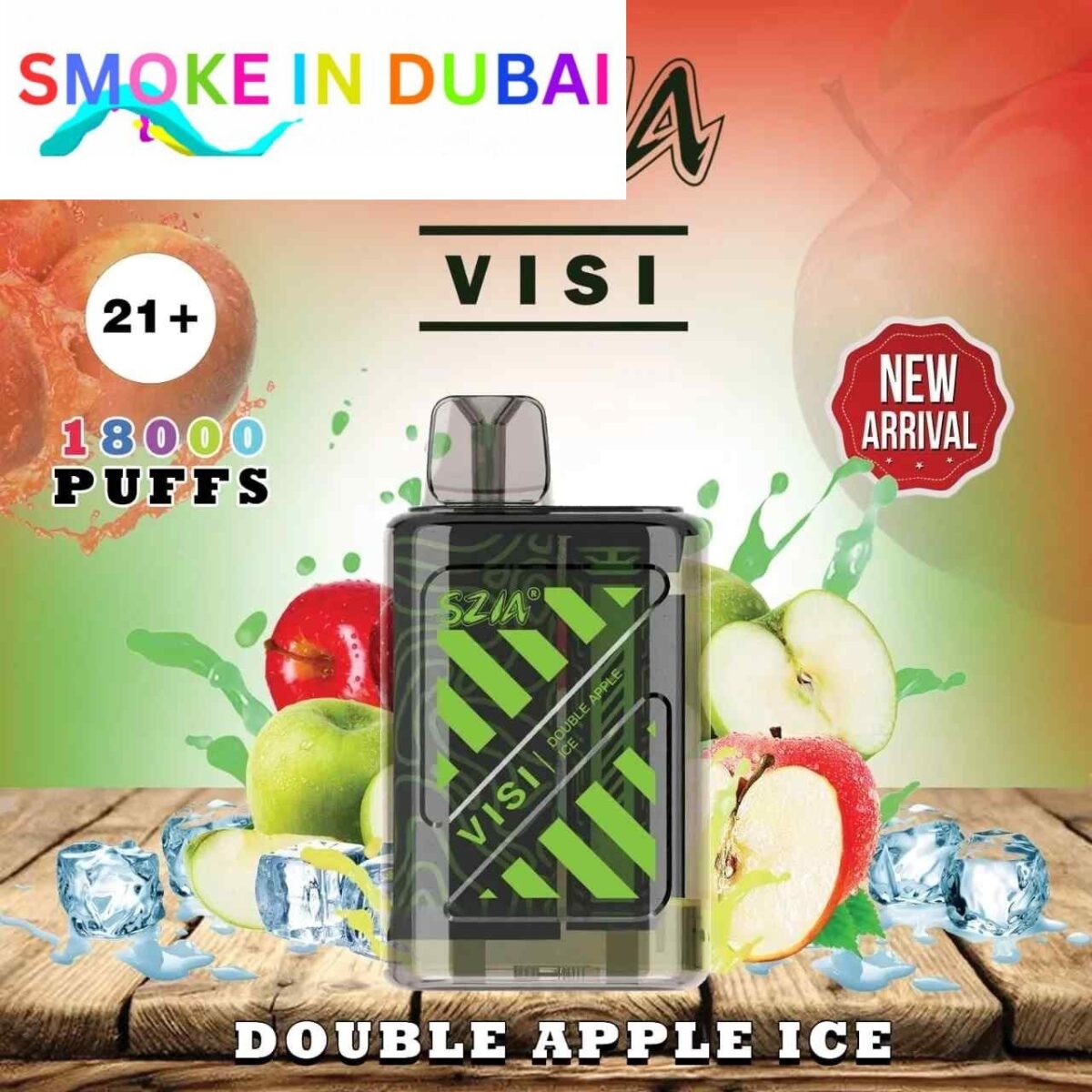 smokeindubai SZIA Visi 18000 Puffs Price in Dubai DOUBLE APPLE ICE 3
