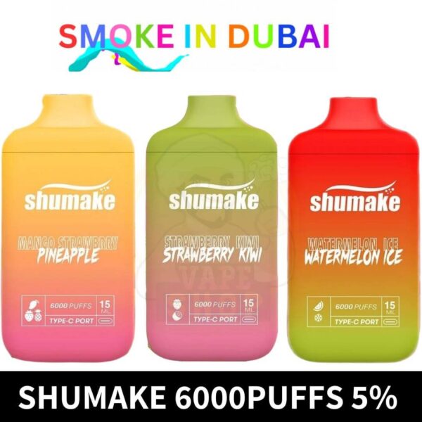 Shumake 6000Puffs Disposable 5% Nicotine UK Brand Rechargeable Vape in Dubai, UAE
