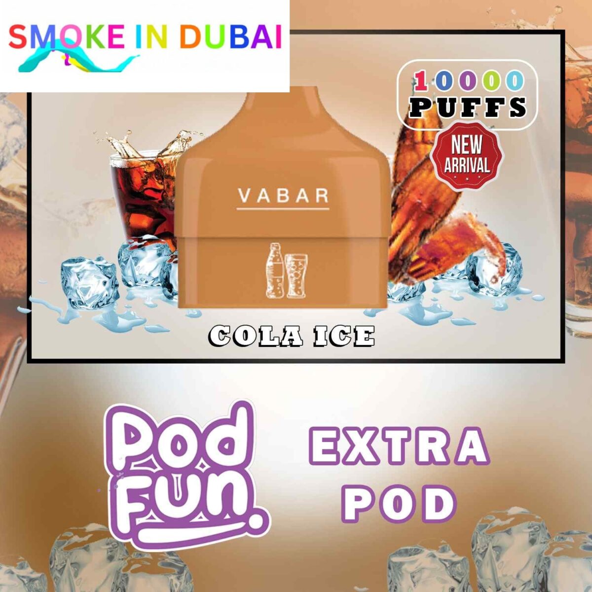 smokeindubai VABAR Pod Fun Extra Pod 10000 Puffs Disposable Vape in Dubai. VABAR Pod Fun 1000 Puffs Disposable Pod Device