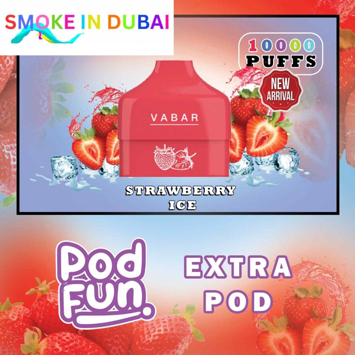 smokeindubai best VABAR Pod Fun Extra Pod 10000 Puffs Disposable Vape in Dubai. VABAR Pod Fun 1000 Puffs shop near me